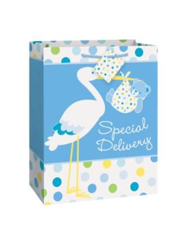Stork Boy Baby Shower Large Gift Bag