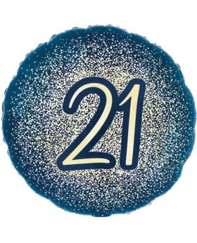 21st Birthday Navy and Gold Foil Balloon 18"