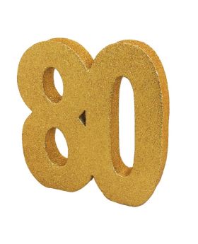Number 80 Gold Glitter Table Decoration