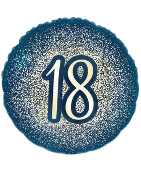 18th Birthday Navy and Gold Foil Balloon 18"