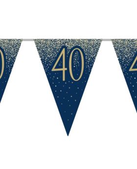 40th Birthday Navy and Gold Flag Banner