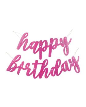 Glitz Pink Prismatic Happy Birthday Script Banner 84cm