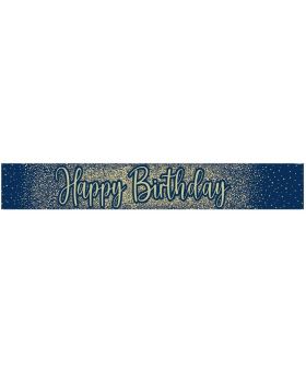 Happy Birthday Navy and Gold Foil Banner