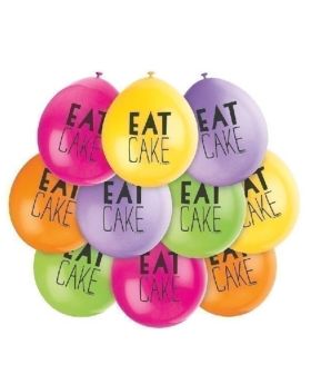 Eat Cake Latex Balloons 9", pk10