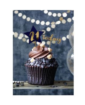 Any Age 'Today' Navy and Gold Cake Topper