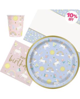 Dainty Unicorn Party Tablecover Pack for 8