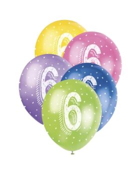 Age 6 Birthday Latex Balloons 12''