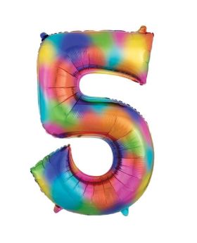 Rainbow Number 5 SuperShape Foil Balloon 23" x 34"