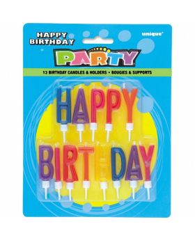 Letter 'Happy Birthday' Candles in Holders
