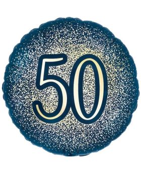 50th Birthday Navy and Gold Foil Balloon 18"