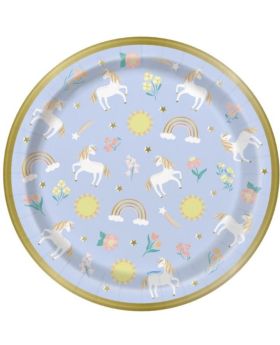 Dainty Unicorn Party Plates 23cm, pk8
