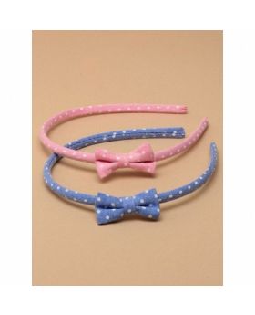 Narrow Polka Dot Fabric Aliceband with Bow