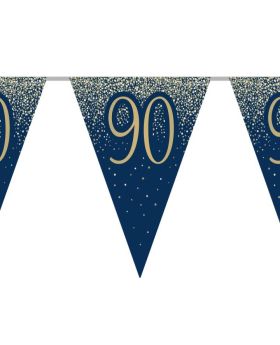 90th Birthday Navy and Gold Flag Banner