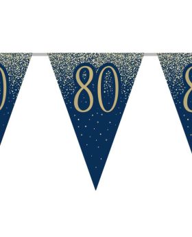 80th Birthday Navy and Gold Flag Banner
