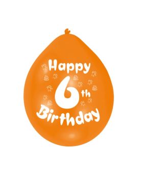 6th Birthday Latex Balloons 9"