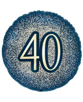 40th Birthday Navy and Gold Foil Balloon 18"