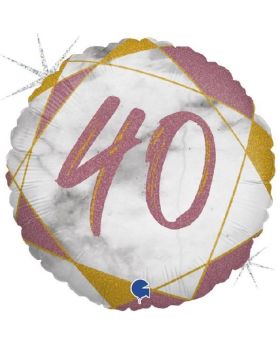 Rose Gold Marble Mate 40th Birthday Foil Balloon 18"