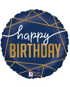 Navy & Gold Birthday Foil Balloon 18"
