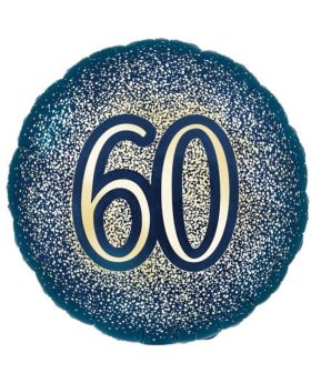 60th Birthday Navy and Gold Foil Balloon 18"