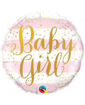 Baby Girl Pink Stripes Foil Balloon 18"