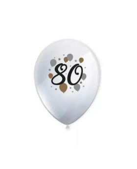 Milestone 80th Birthday Party Latex Balloons 11", pk6