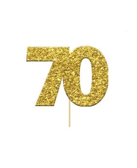 Glitter Gold 70 Numeral Cupcake Toppers, pk12