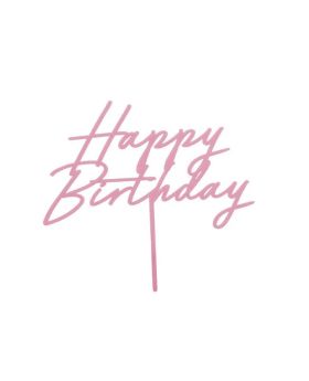 Light Pink Happy Birthday Acrylic Cake Topper