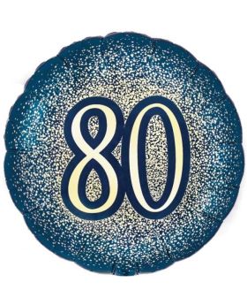 80th Birthday Navy and Gold Foil Balloon 18"