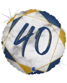 Blue Marble Mate 40th Birthday Foil Balloon 18"