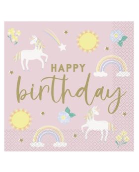 Dainty Unicorn Party Napkins 33cm x 33cm, pk16