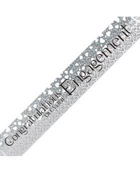 Silver Hearts Engagement Foil Banner