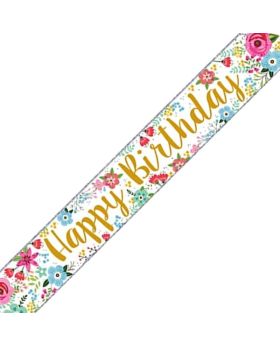 Flowers Birthday Foil Banner 2.5m