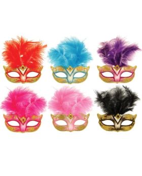 Glitter Eye Mask with Feathers