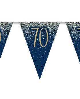 70th Birthday Navy and Gold Flag Banner