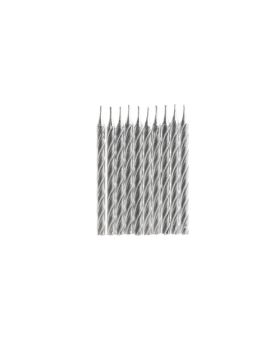 Silver Spiral Birthday Candles, pk10