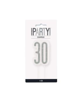 Glitz Black 30th Birthday Candle