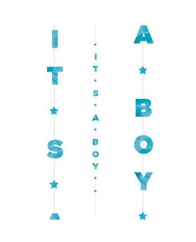 Blue It's a Boy Balloon Fun String 1.8cm