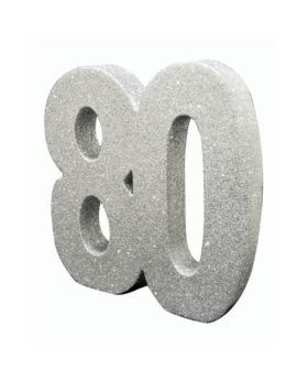 Number 80 Silver Glitter Table Decoration