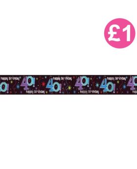 The Party Continues 40th Birthday Foil Banner