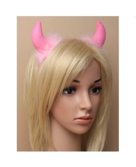 Pink Fabric Devil Horns Aliceband