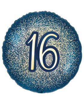16th Birthday Navy and Gold Foil Balloon 18"