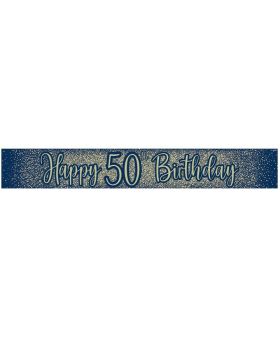 50th Birthday Navy and Gold Foil Banner