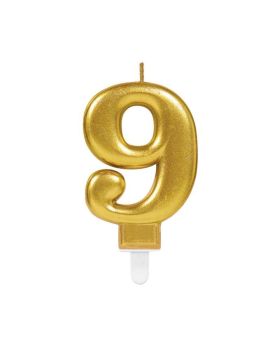 Gold Metallic Finish Candle Number 9