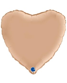 Satin Nude Luxury Heart Foil Balloon 18"