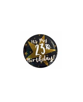 Classic Black & Gold Add an Age Birthday Badge 6cm