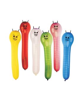 Caterpillars Assorted Colours Latex Balloons, pk6