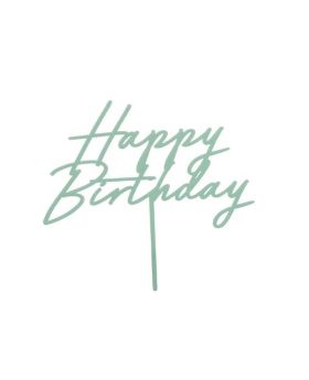 Green Happy Birthday Acrylic Cake Topper