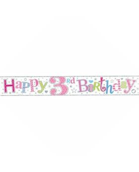 Age 3 Girl Foil Banner 2.5m
