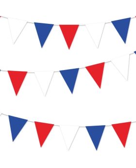 GB Red White & Blue Plastic Pennant Bunting 10m