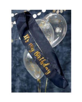 It's My Birthday Navy and Gold Sash